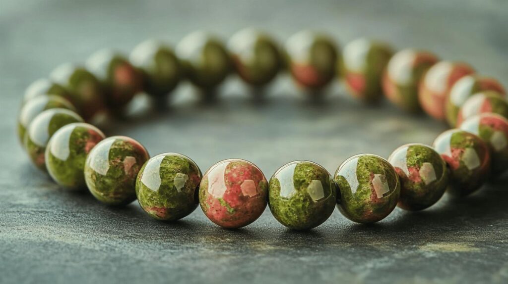 5 raisons d’adopter le bracelet Shamballa Unakite 6811 selon nos clientes fideles